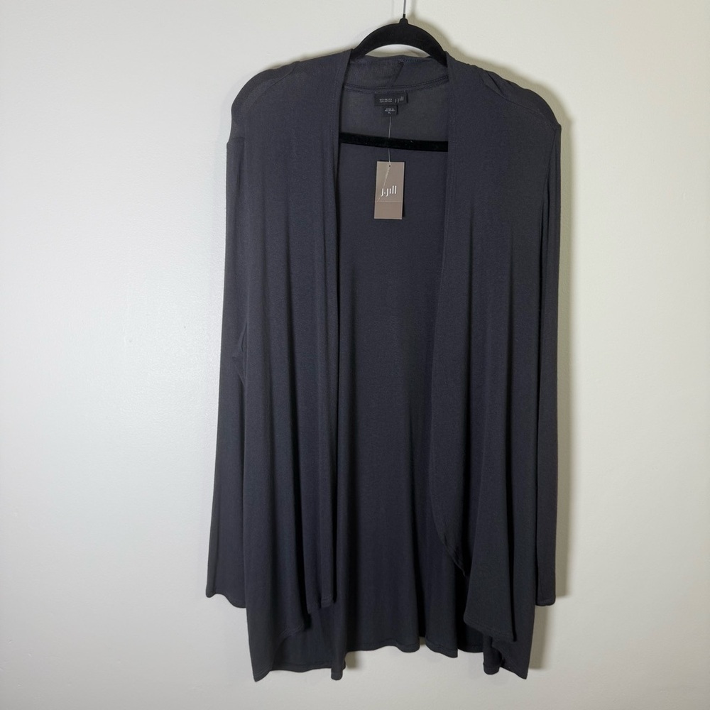 J. Jill Wearever Gray Open Front Lightweight Cardigan Size XL NWT